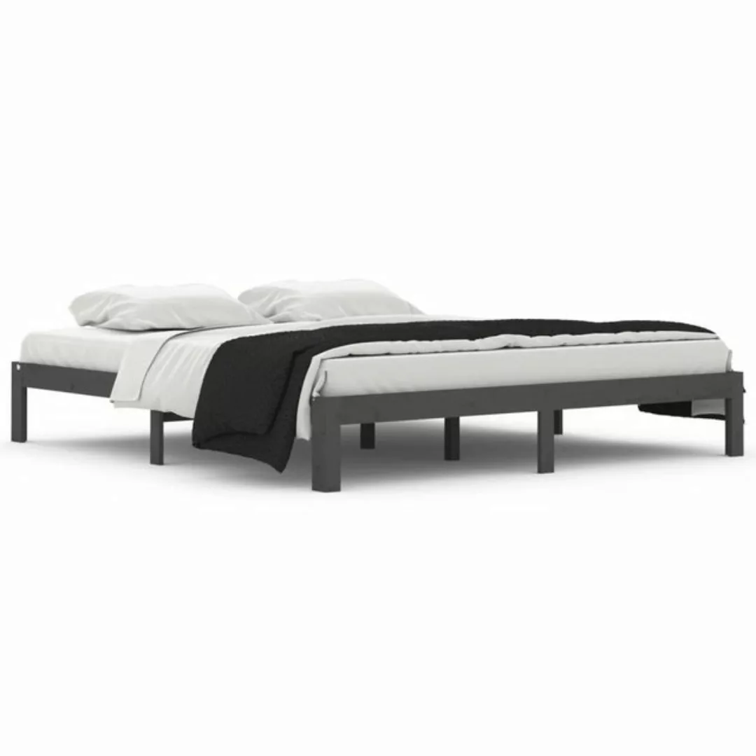 vidaXL Bett Massivholzbett Grau 180x200 cm günstig online kaufen