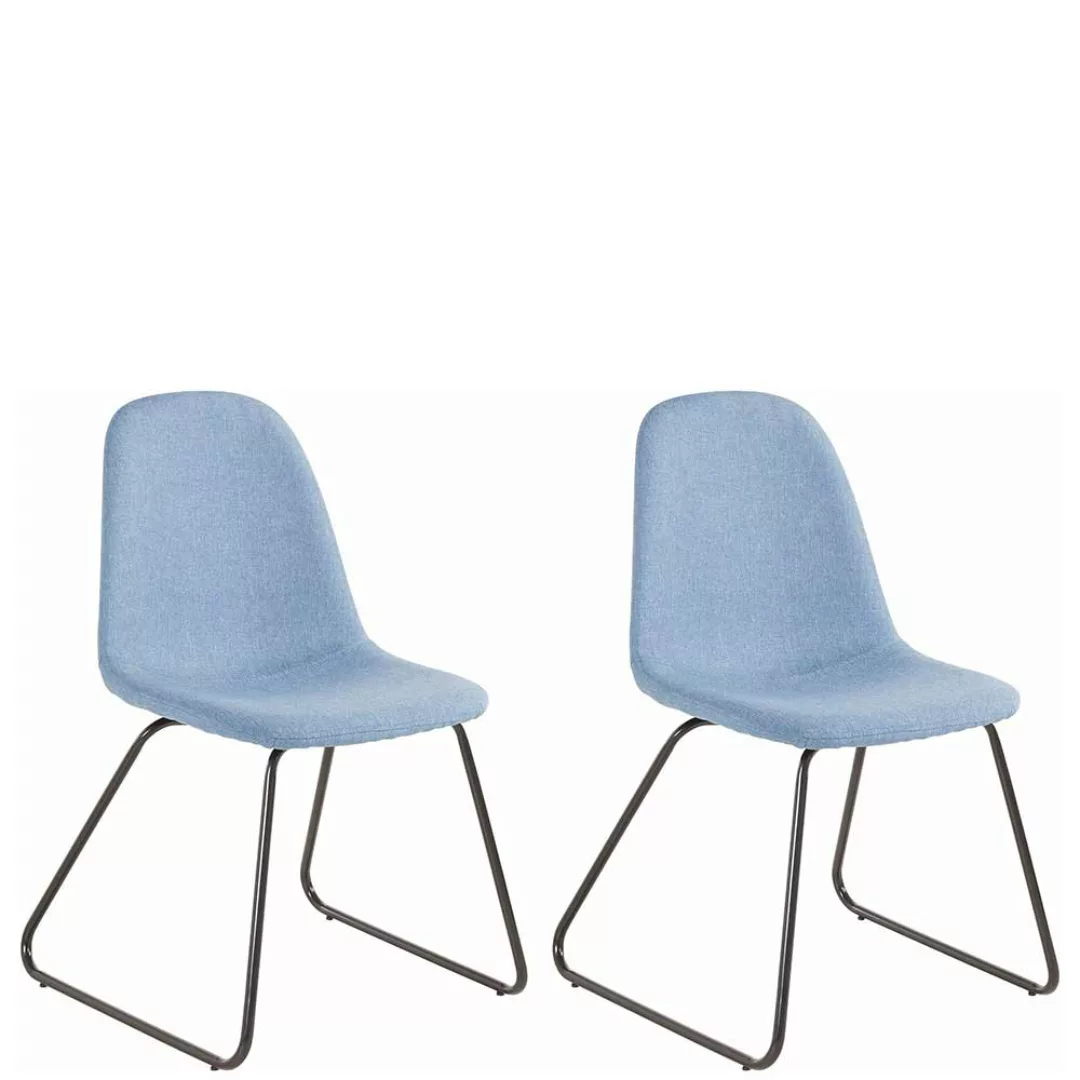 Esstisch Stühle in Hellblau Webstoff Metallbügeln (Set) günstig online kaufen