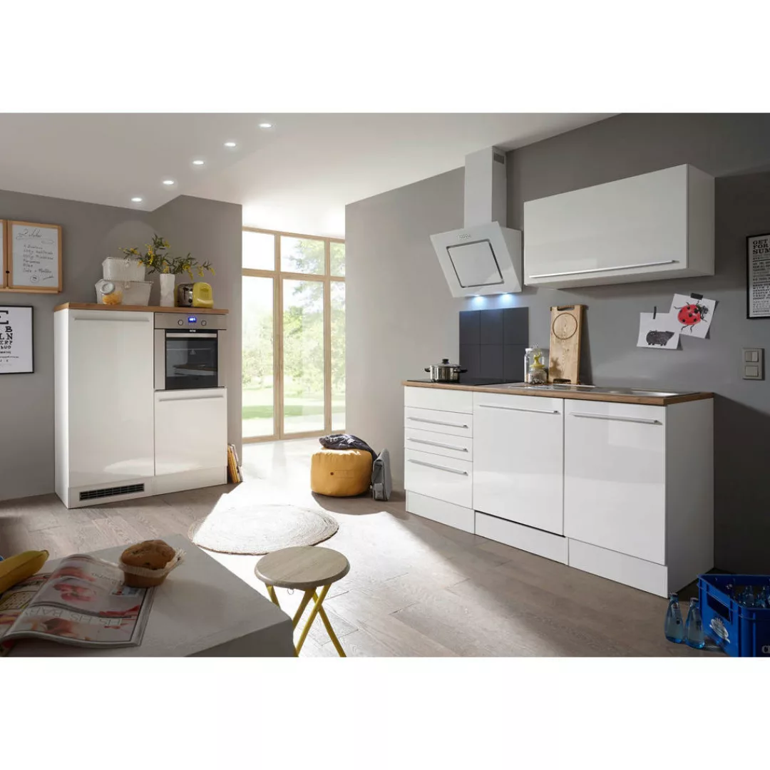 Respekta Premium Küchenzeile BERP290HWGC 290 cm Grau Hochglanz-Weiß günstig online kaufen