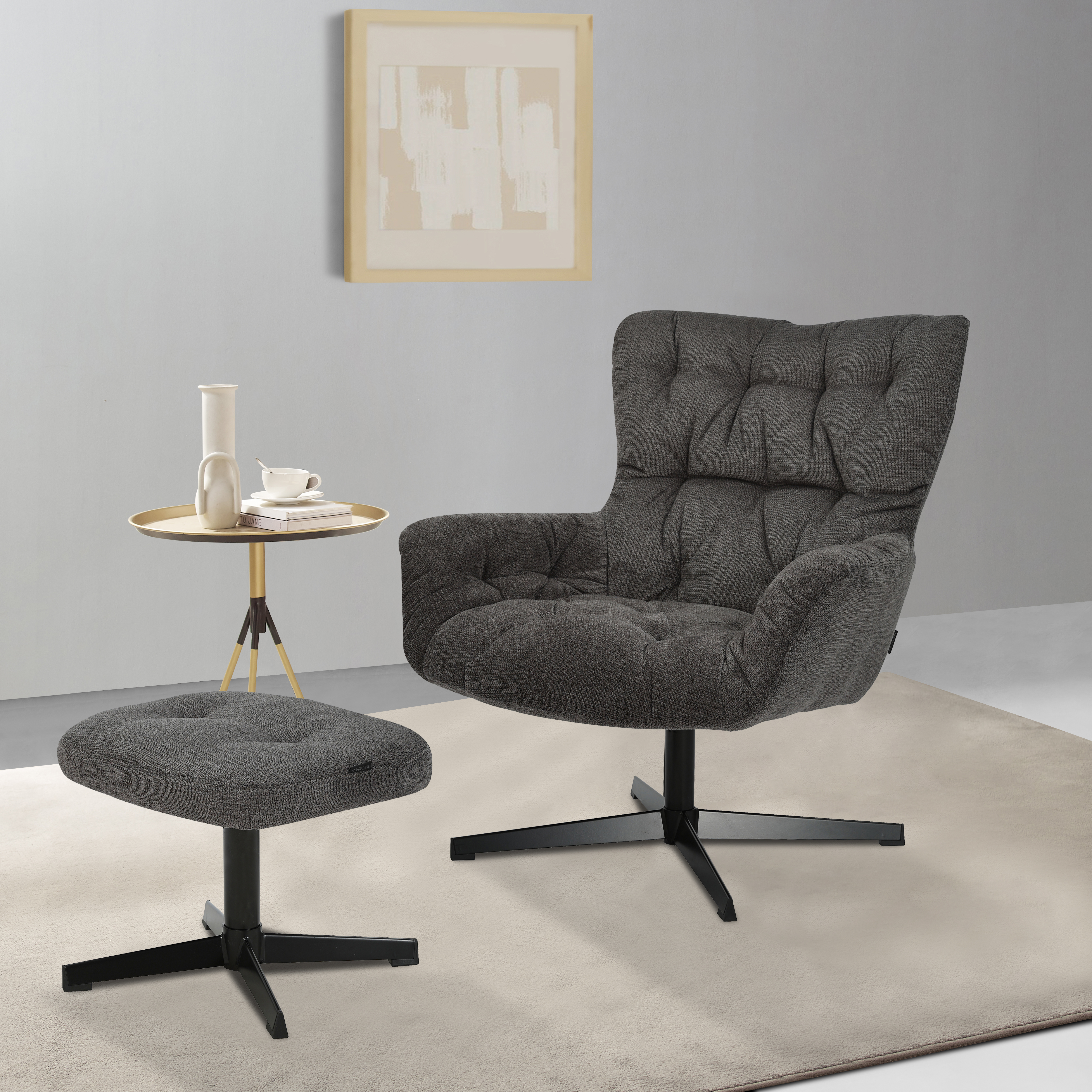 INOSIGN Drehsessel "VERGAS Ohrensessel mit Hocker im Set", Relaxsessel mit günstig online kaufen
