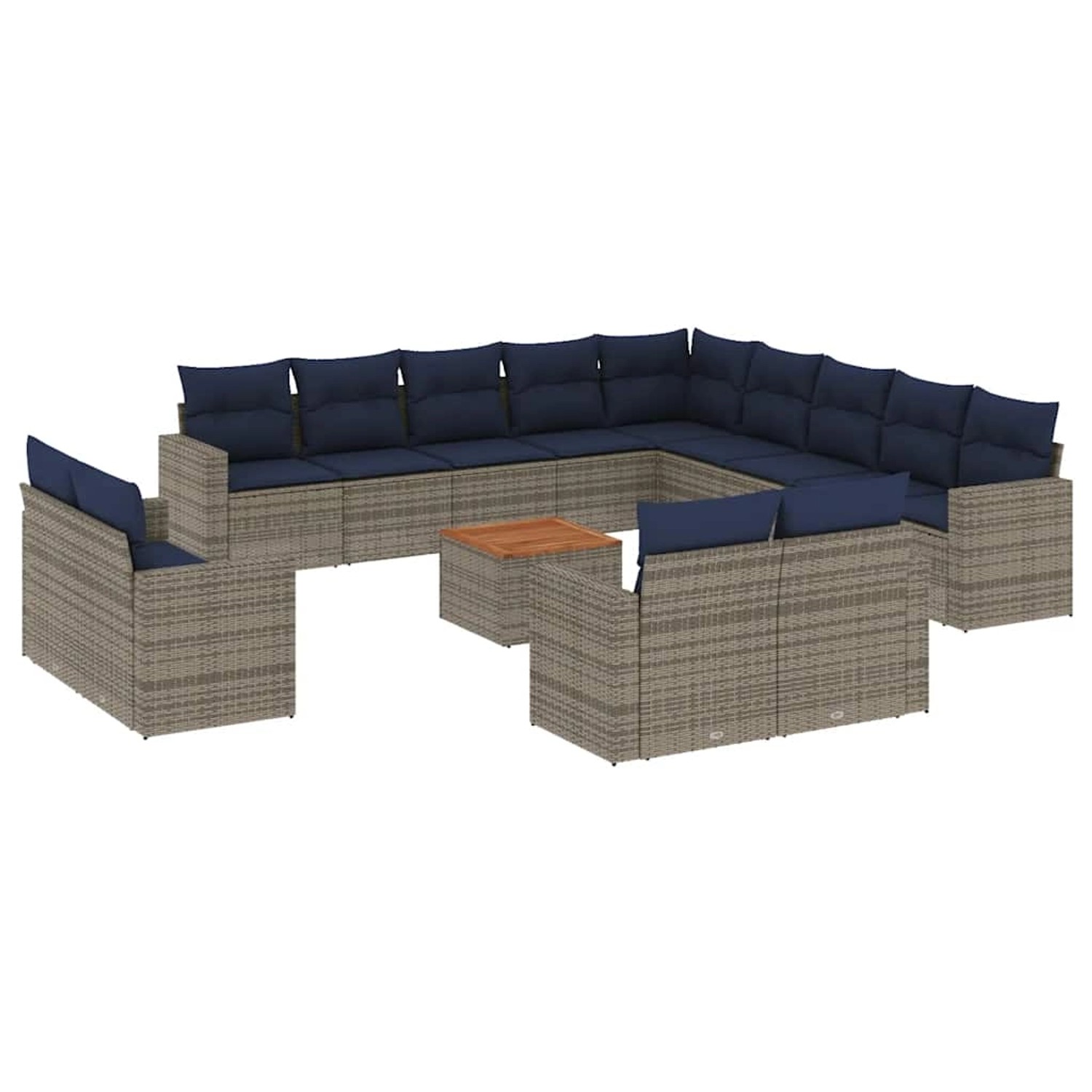 vidaXL 14-Tlg Garten-Sofagarnitur mit Kissen Grau Poly Rattan 3256733 günstig online kaufen
