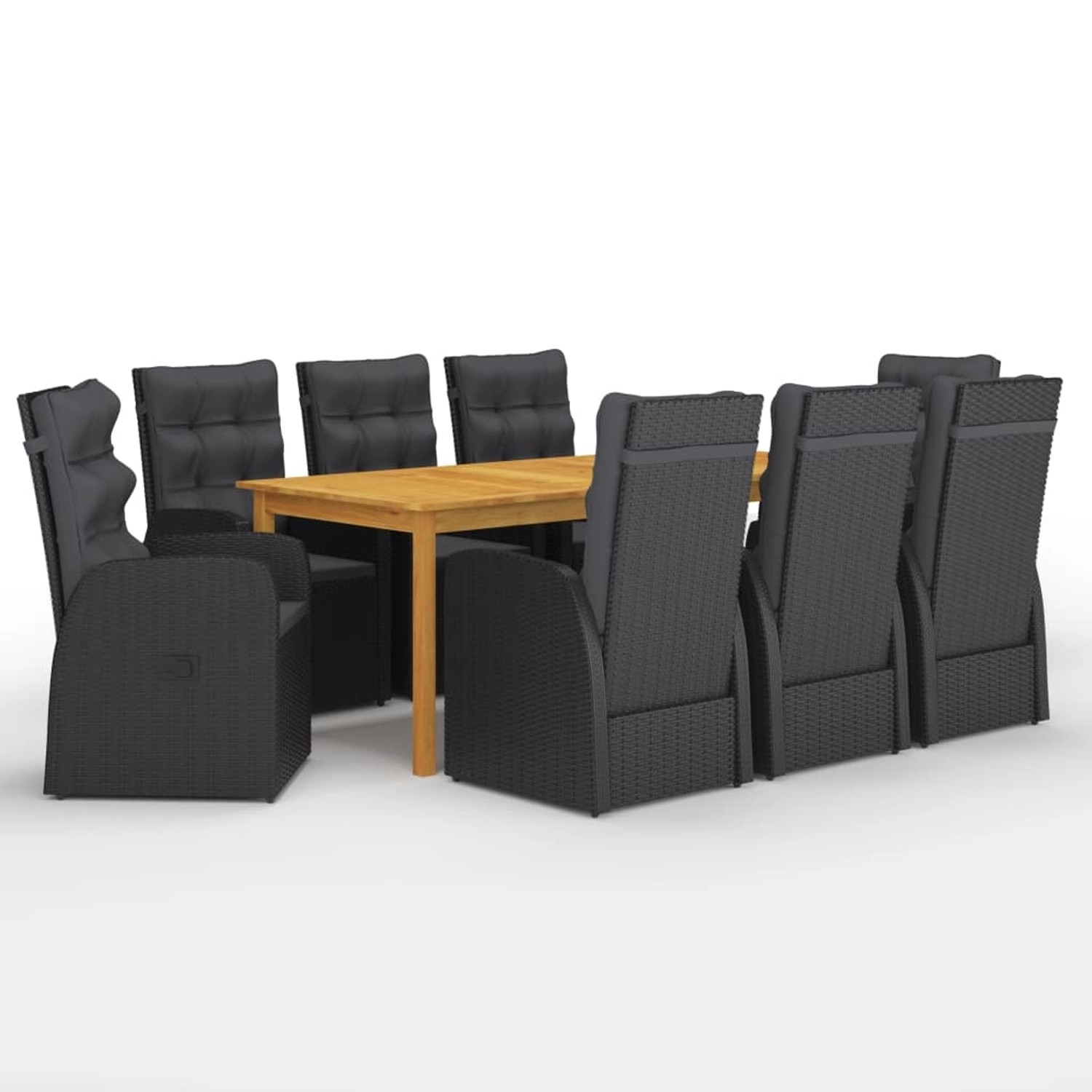 vidaXL 9-Tlg Garten-Essgruppe mit Kissen Schwarz Poly Rattan 3095290 günstig online kaufen