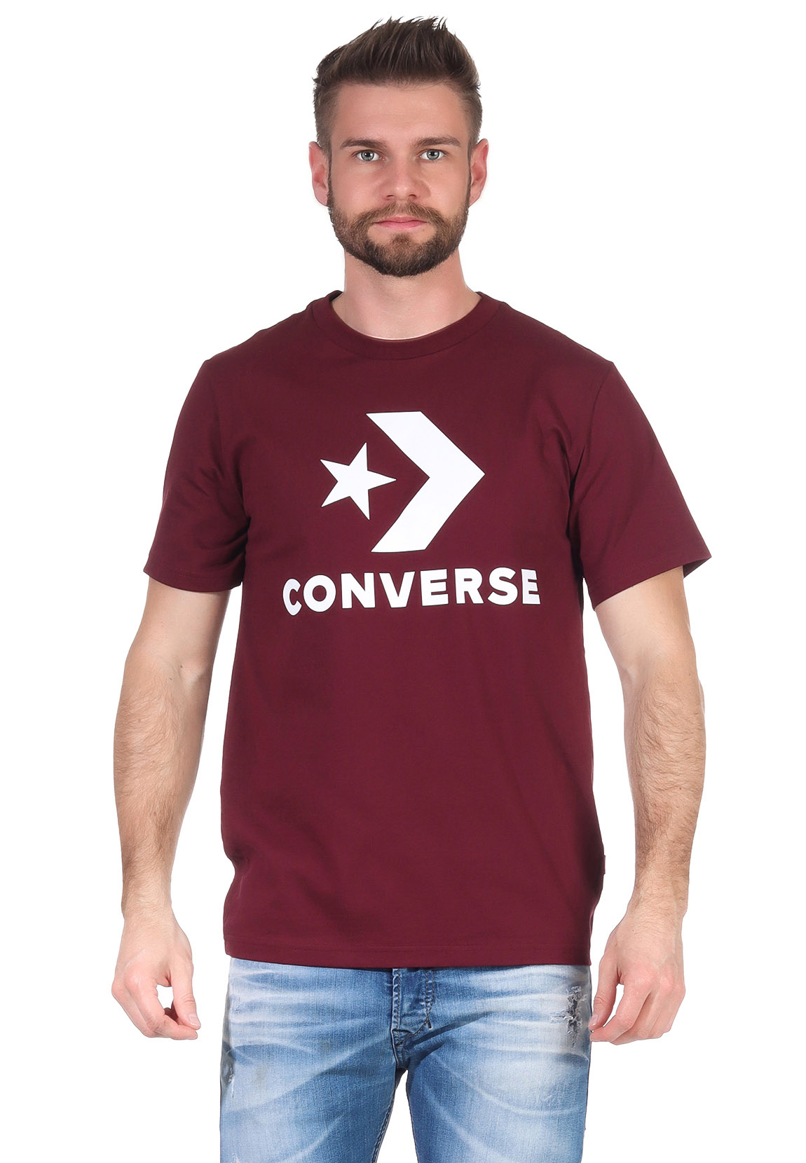 Converse T-Shirt Herren STAR CHEVRON TEE BURGUNDY 10018568 613 Bordeaux günstig online kaufen