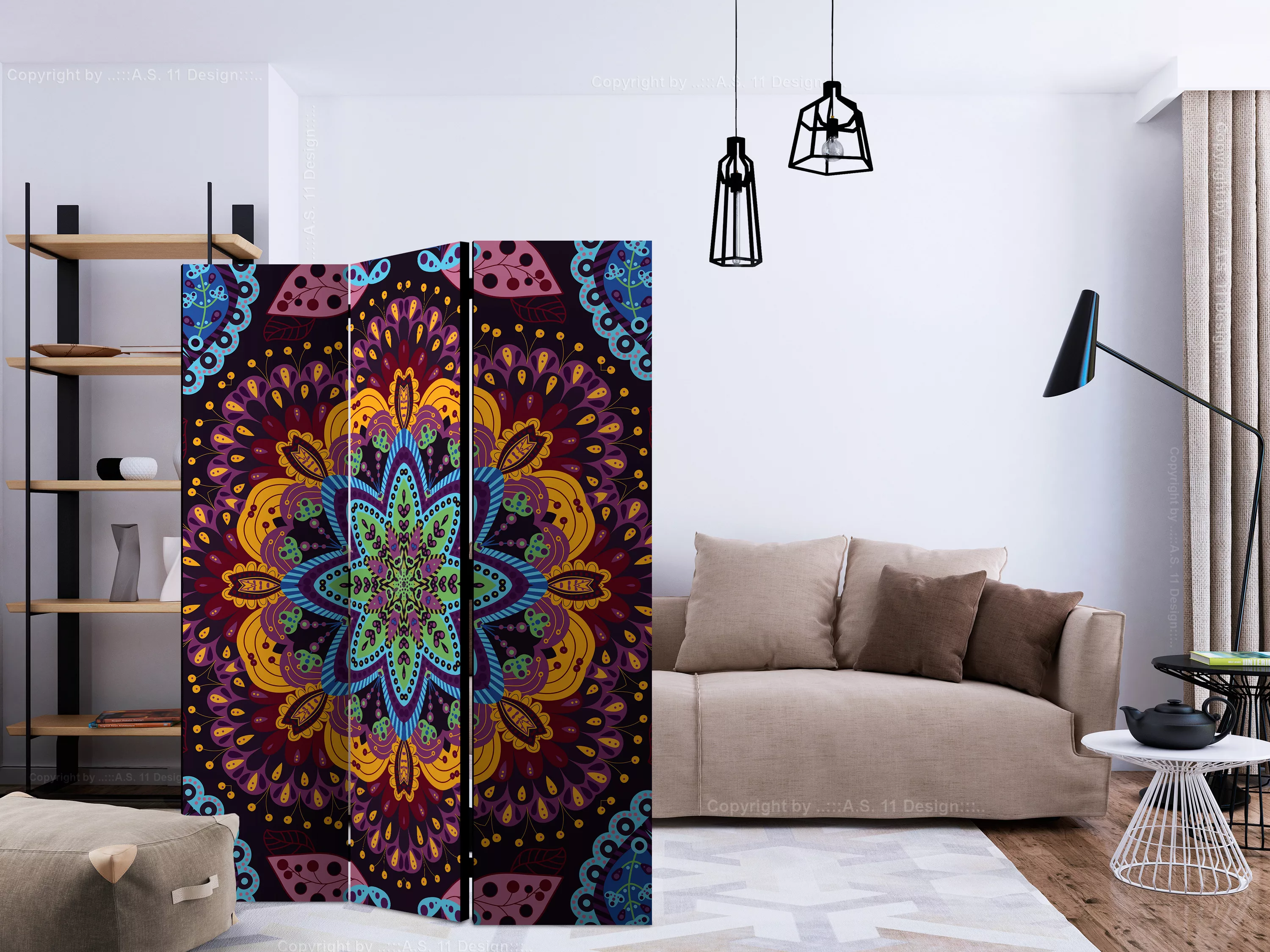 3-teiliges Paravent - Colourful Kaleidoscope [room Dividers] günstig online kaufen