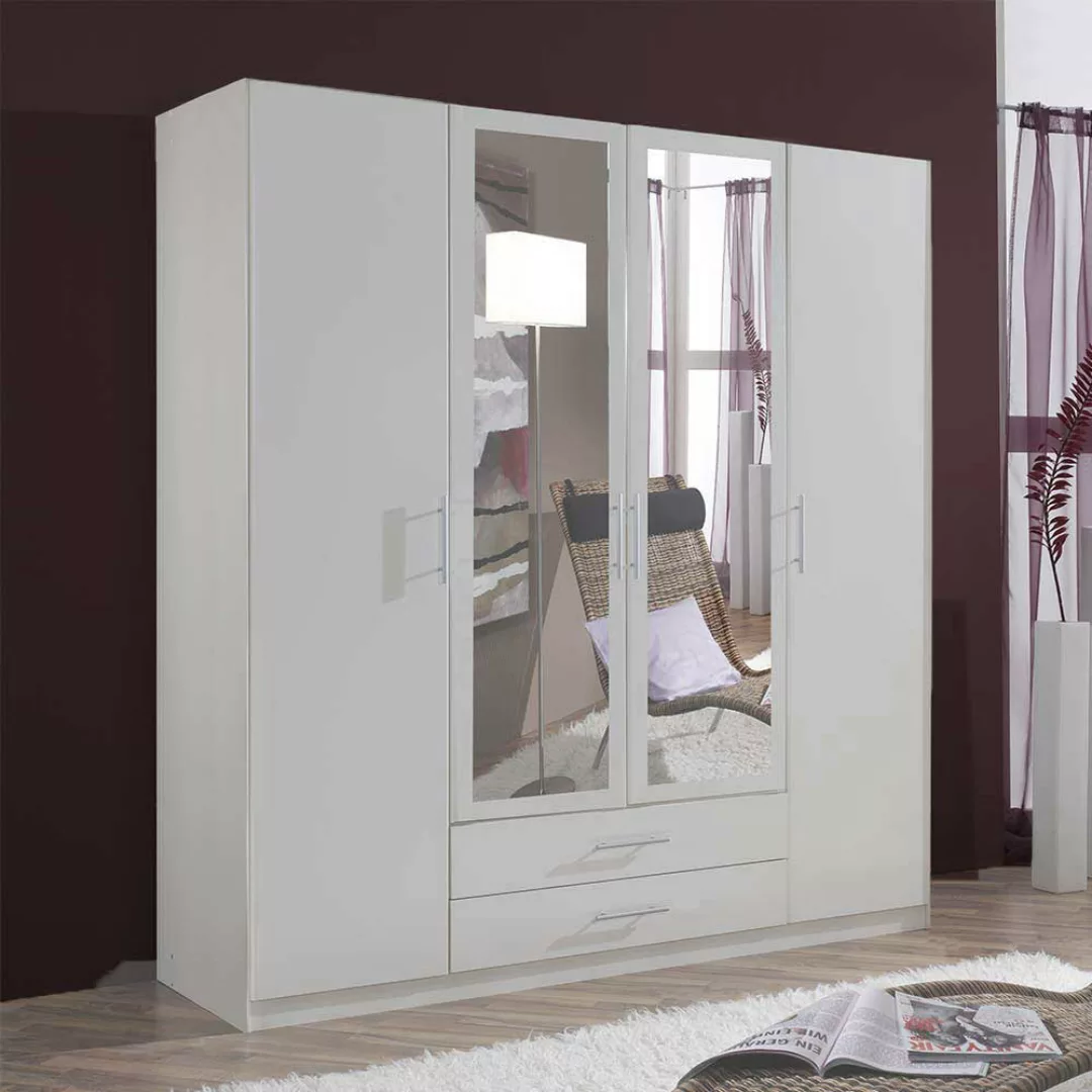 Schrank mit Spiegeltüren Weiß in modernem Design Made in Germany günstig online kaufen