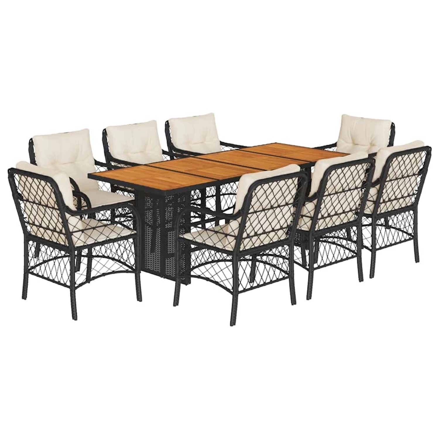 vidaXL 9-Tlg Garten-Essgruppe mit Kissen Schwarz Poly Rattan 3212071 günstig online kaufen