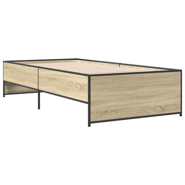 vidaXL Bett Bettgestell Räuchereiche 75x190 cm Holzwerkstoff und Metall günstig online kaufen