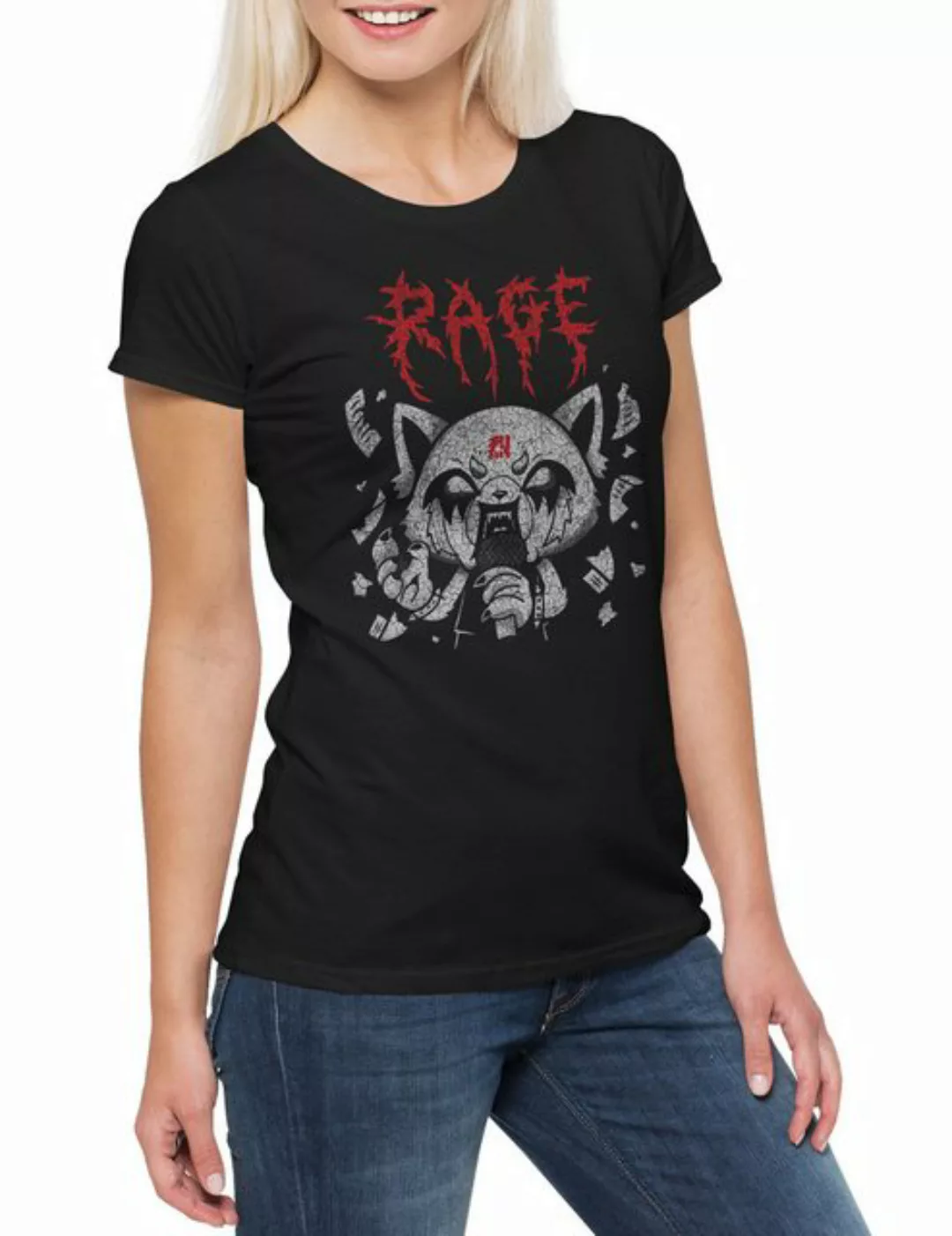 Urban Backwoods Print-Shirt A Rage Damen T-Shirt Yeti Aggretsuko Fun Heavy günstig online kaufen