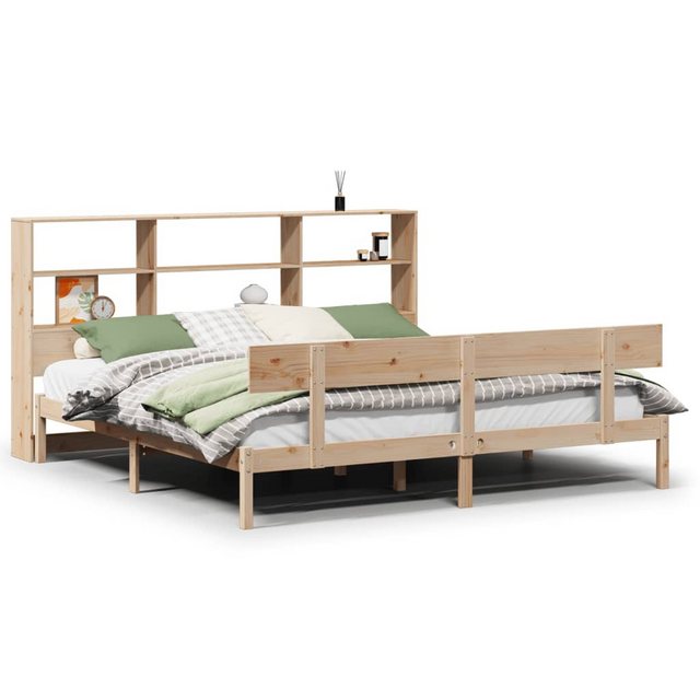 vidaXL Bett, Massivholzbett mit Regal ohne Matratze 200x200 cm Kiefernholz günstig online kaufen