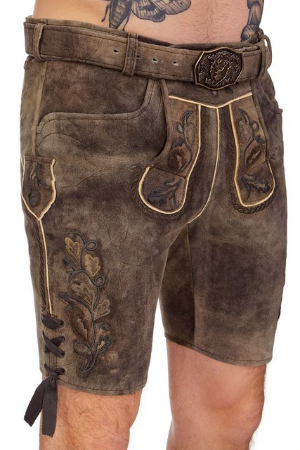 Spieth & Wensky Trachtenlederhose Lederhose Herren kurz - MARKUS - erde günstig online kaufen