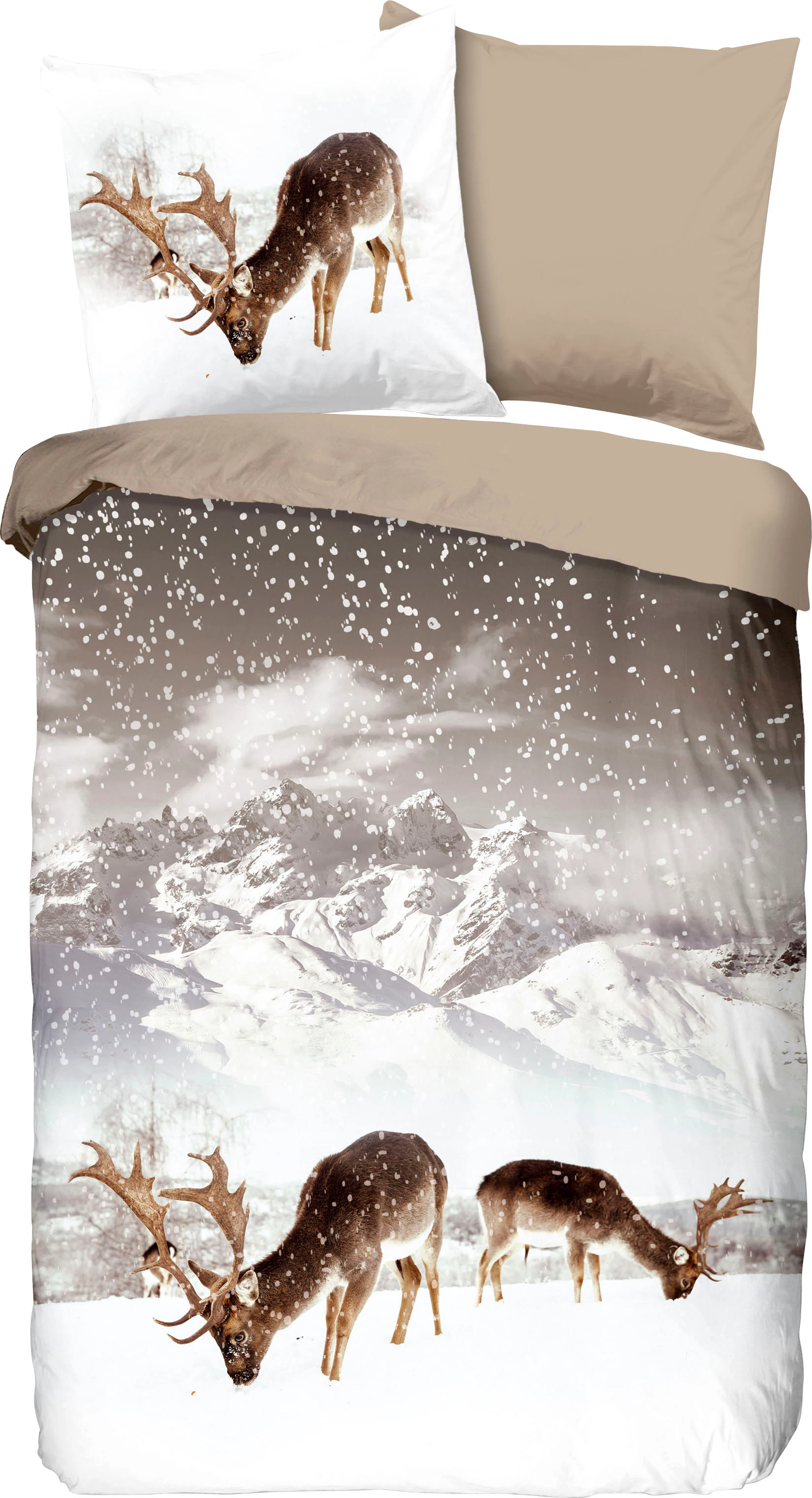 good morning Wendebettwäsche »Winter«, Biber, 135x200, Weich, Warm, Reißver günstig online kaufen