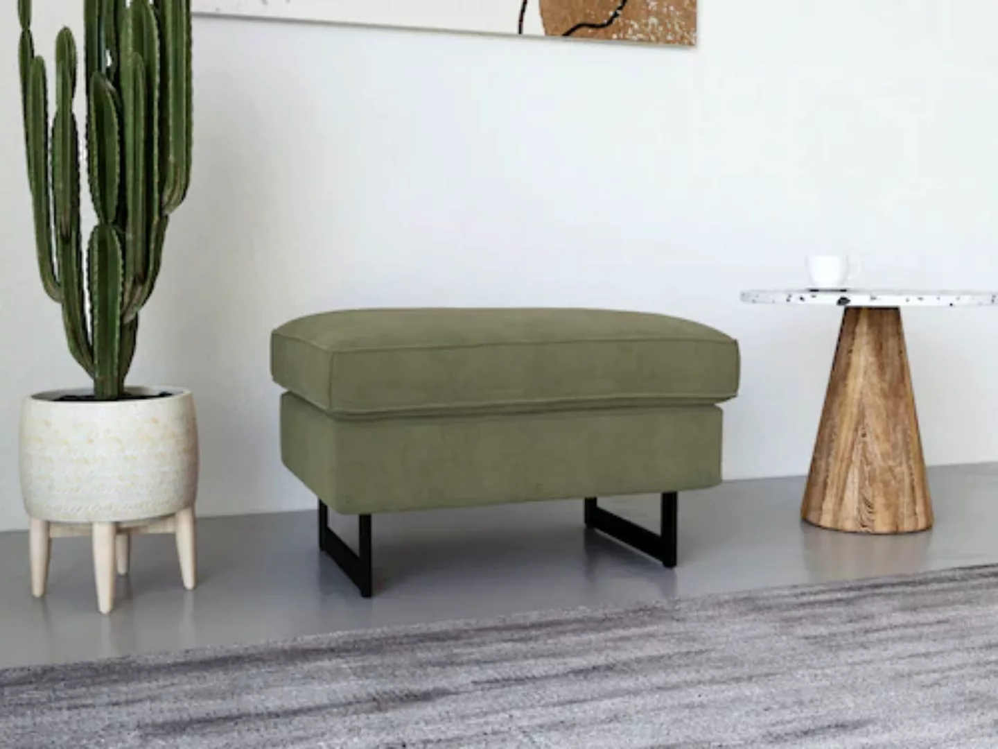 Places of Style Hocker »Pinto«, mit Keder, Metallfüßen und auch in Cord Bez günstig online kaufen