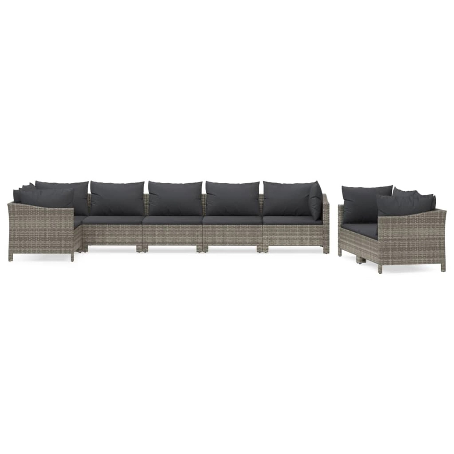 Vidaxl 8-tlg. Garten-lounge-set Mit Kissen Grau Poly Rattan günstig online kaufen