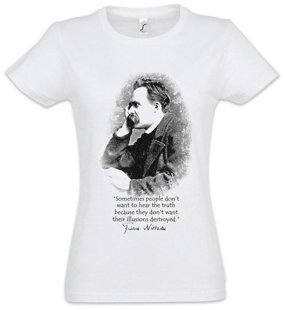 Urban Backwoods Print-Shirt Friedrich Nietzsche Illusions Damen T-Shirt Übe günstig online kaufen