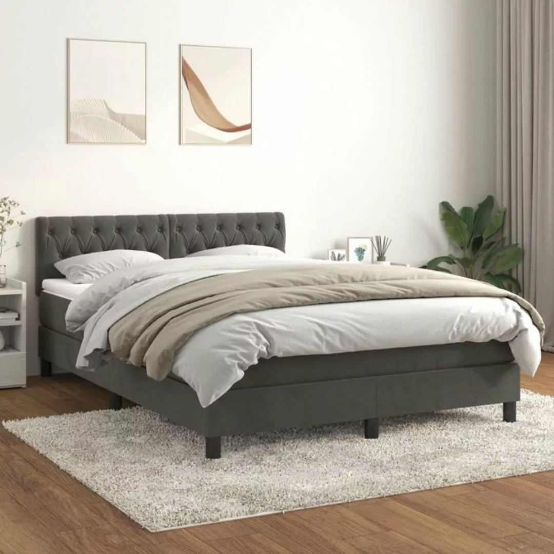 Vidaxl Boxspringbett Mit Matratze Dunkelgrau 140x200 Cm Samt günstig online kaufen