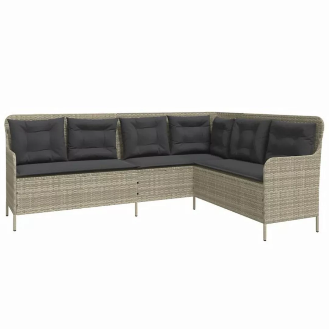 vidaXL Loungesofa Gartensofa in L-Form mit Kissen Hellgrau Poly Rattan, 1 T günstig online kaufen