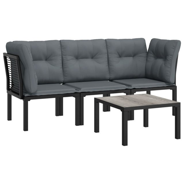 Vidaxl 4-tlg. Garten-lounge-set Schwarz Und Grau Poly Rattan günstig online kaufen