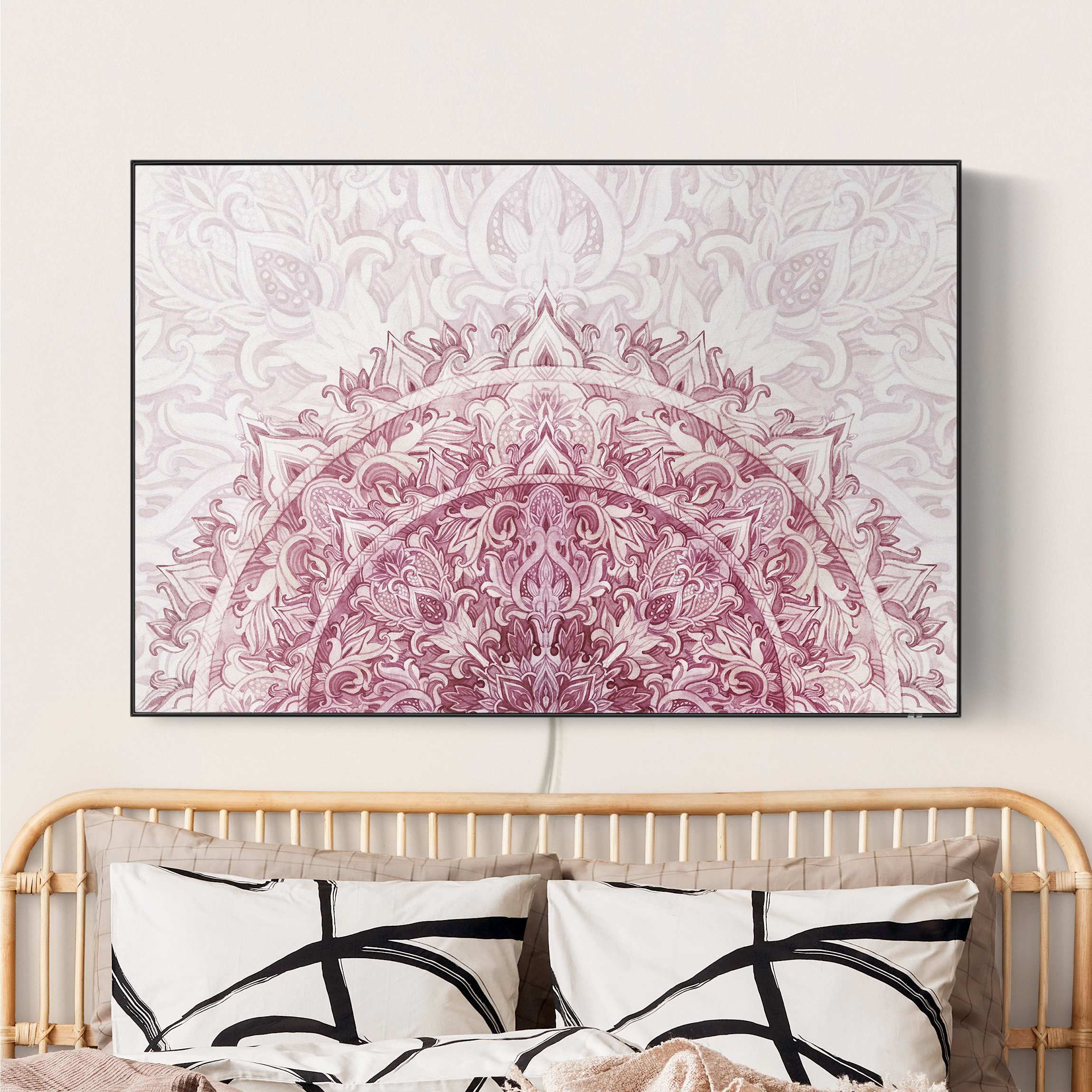 LED-Wechselbild Mandala Aquarell Ornament halbkreis rot günstig online kaufen