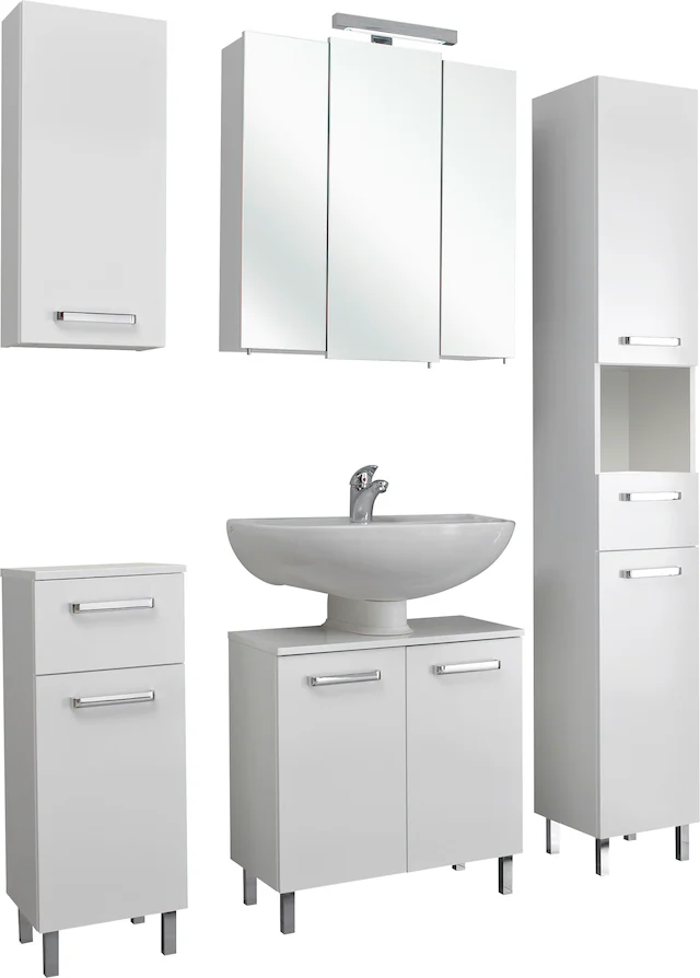 Saphir Badmöbel-Set "Quickset 5-teilig, Waschbeckenunterschrank mit LED-Spi günstig online kaufen