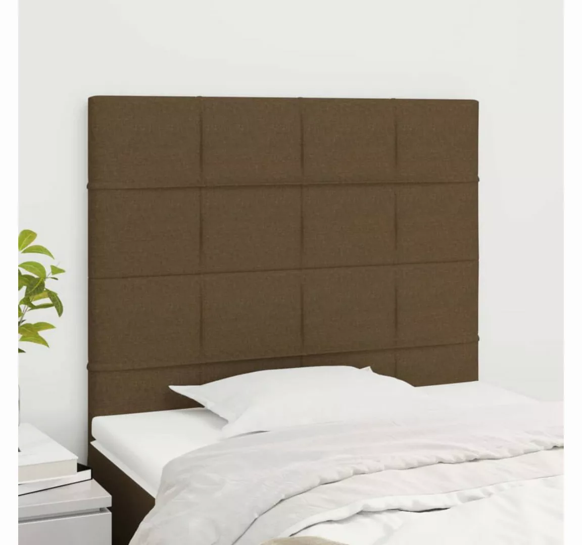 vidaXL Bett, Kopfteile 2 Stk. Dunkelbraun 100x5x78/88 cm Stoff günstig online kaufen