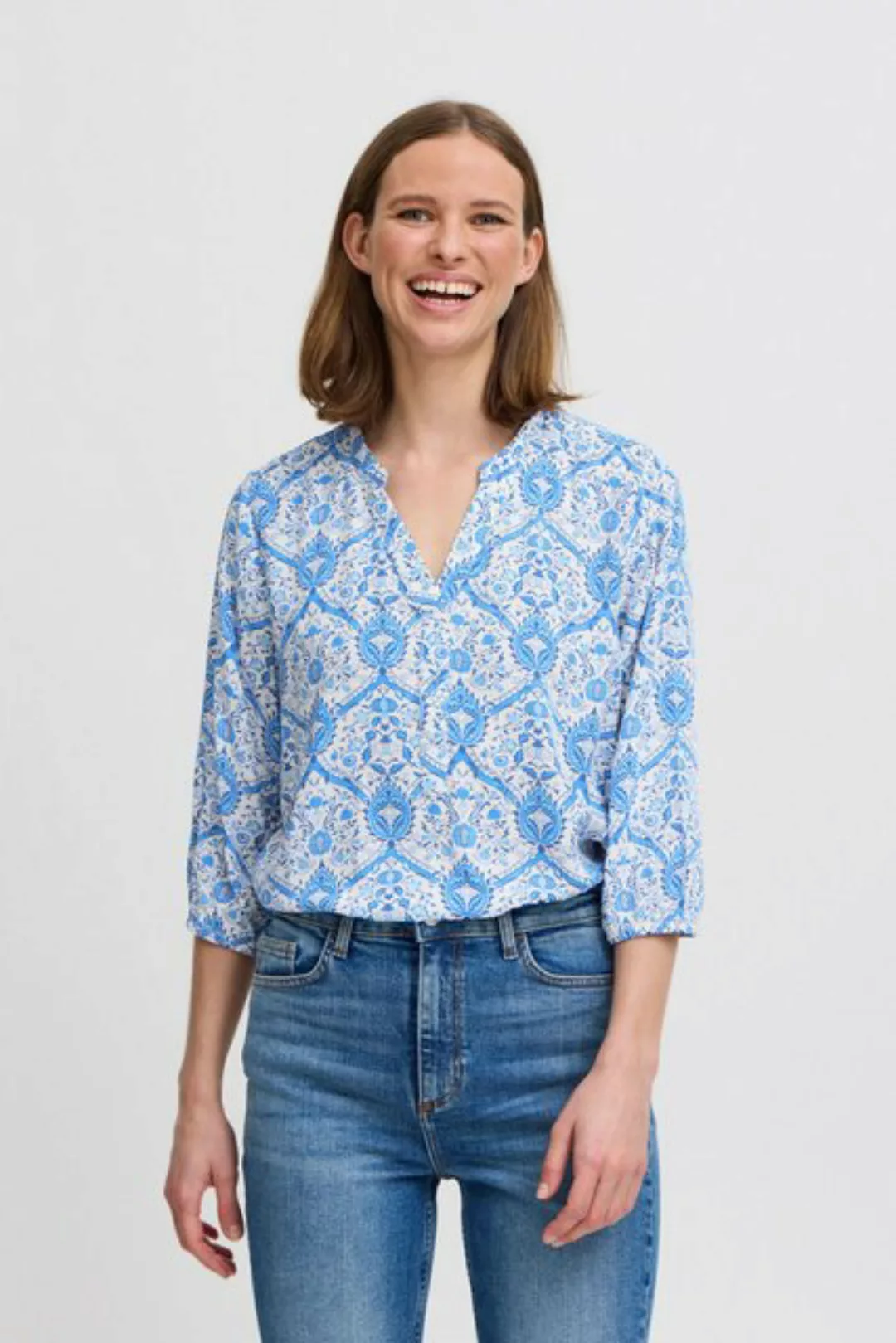 b.young Kurzarmbluse BYHALBA BLOUSE Moderne Bluse mit V-Ausschnitt günstig online kaufen