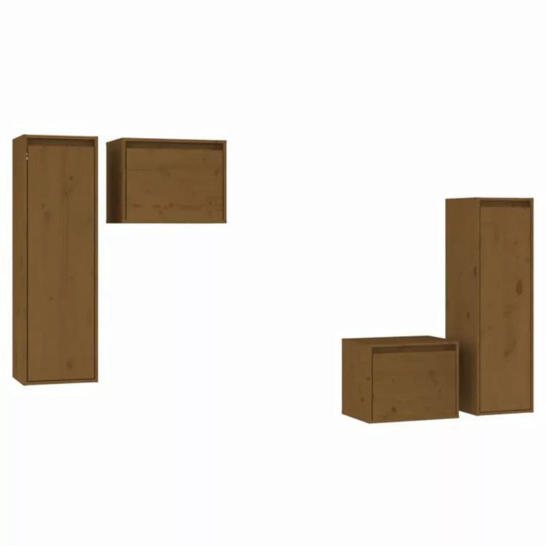 vidaXL TV-Schrank TV-Schränke 4 Stk Honigbraun Massivholz Kiefer Lowboard L günstig online kaufen