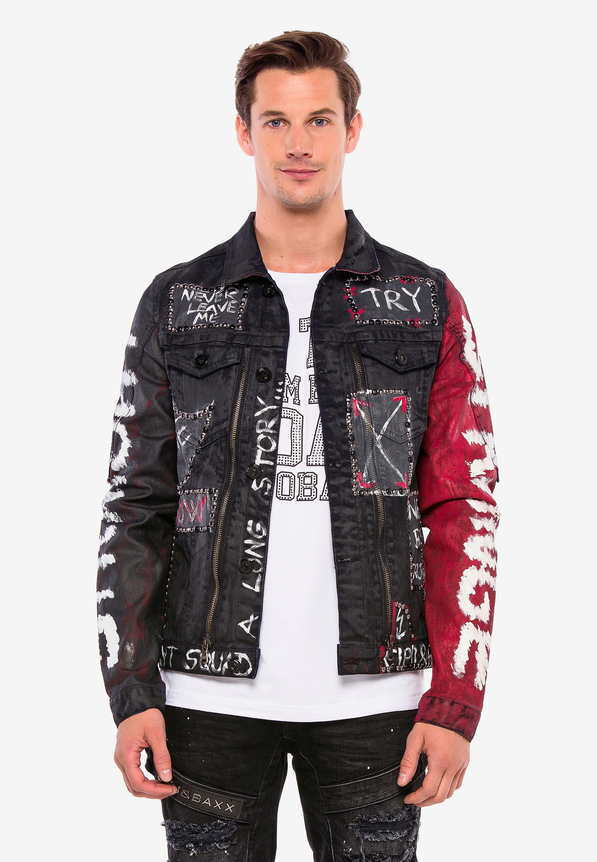 Cipo & Baxx Jeansjacke, immrockigem Design mit Nieten günstig online kaufen