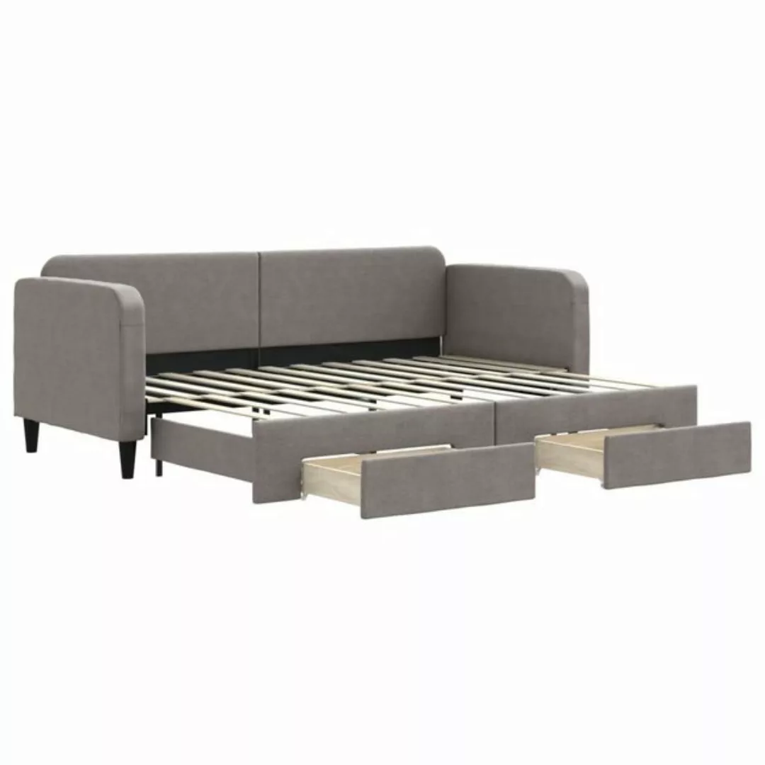 vidaXL Bett Tagesbett Ausziehbar mit Schubladen Taupe 80x200 cm Stoff günstig online kaufen