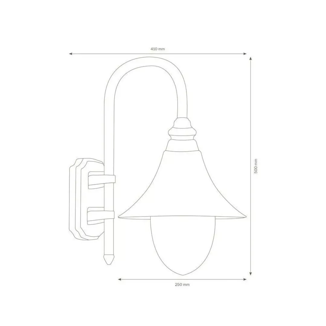 Wandleuchte A-244412, Kupfer, Aluguss, Opalglas, E27, IP43, 500x250x410mm günstig online kaufen