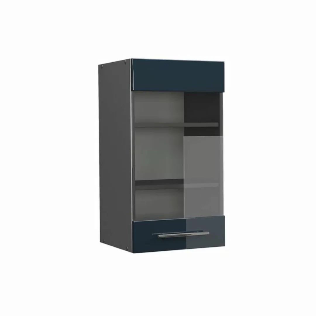 Vicco Glashängeschrank Fame-Line, Dunkelblau Hochglanz/Anthrazit, 40 cm günstig online kaufen