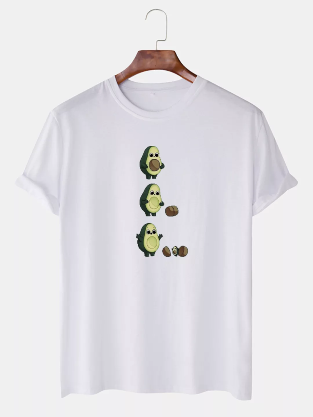 Herren Cartoon Avocado Print Baumwolle O-Ausschnitt Casual Kurzarm T-Shirts günstig online kaufen