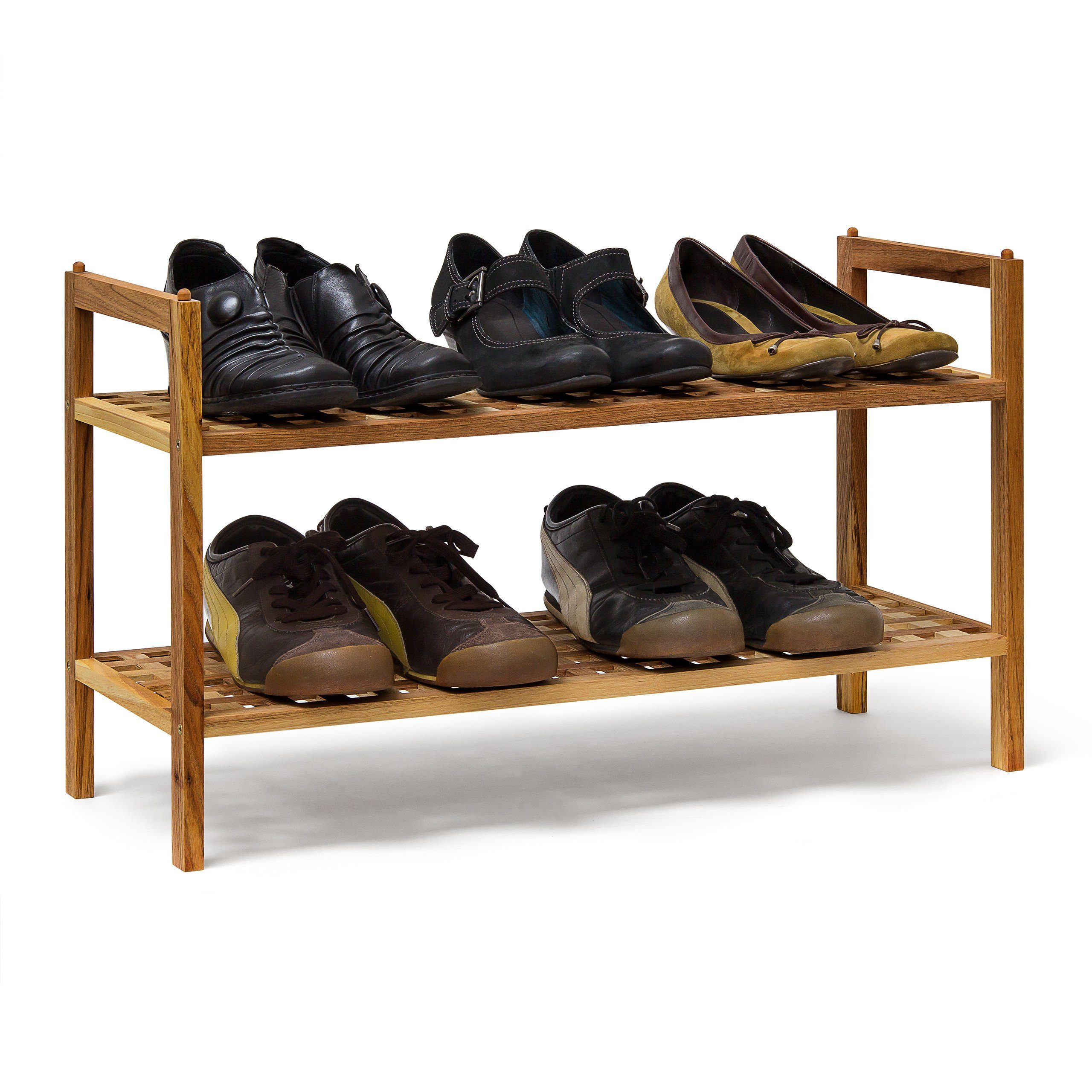 relaxdays Schuhregal Walnuss stapelbar günstig online kaufen