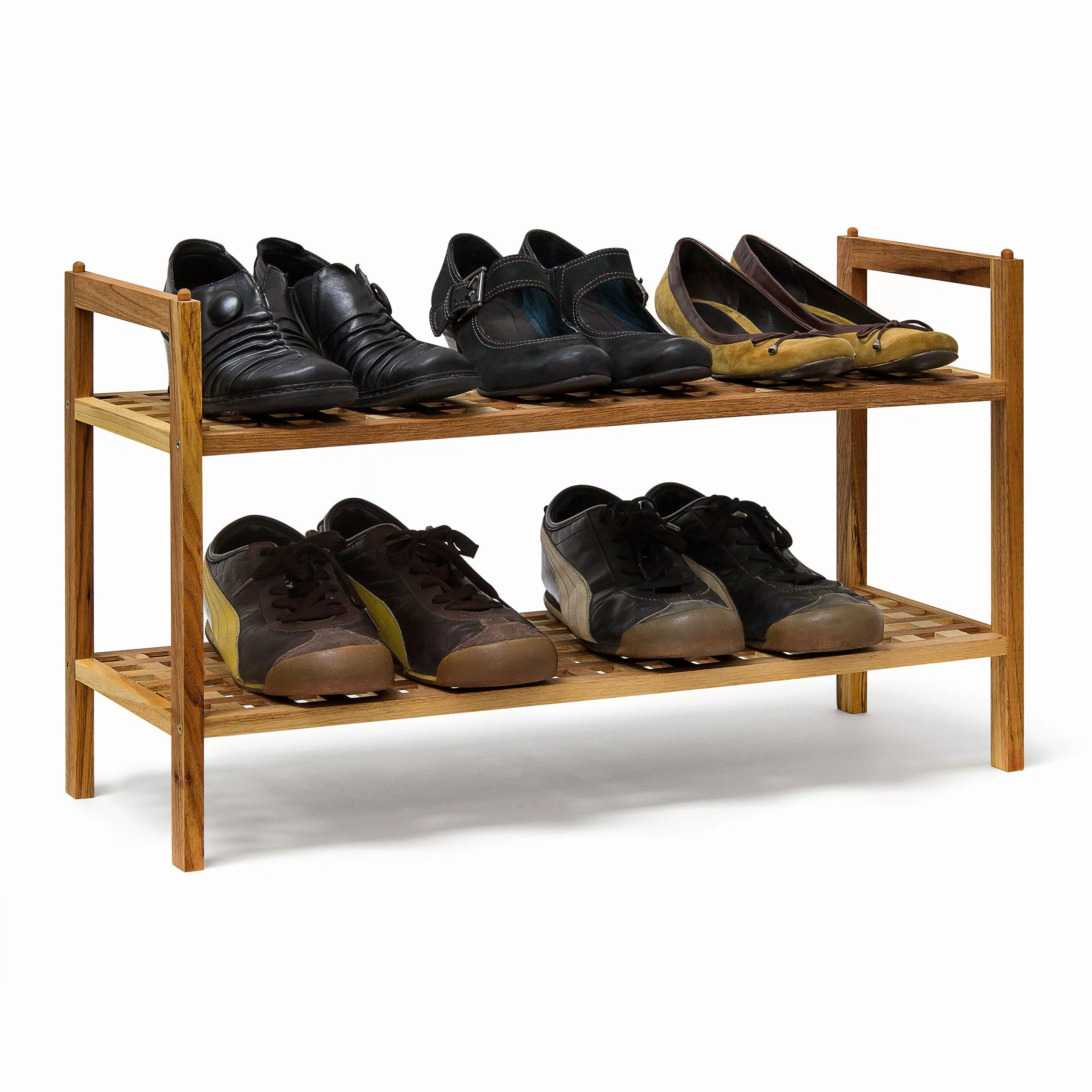 relaxdays Schuhregal Walnuss stapelbar günstig online kaufen