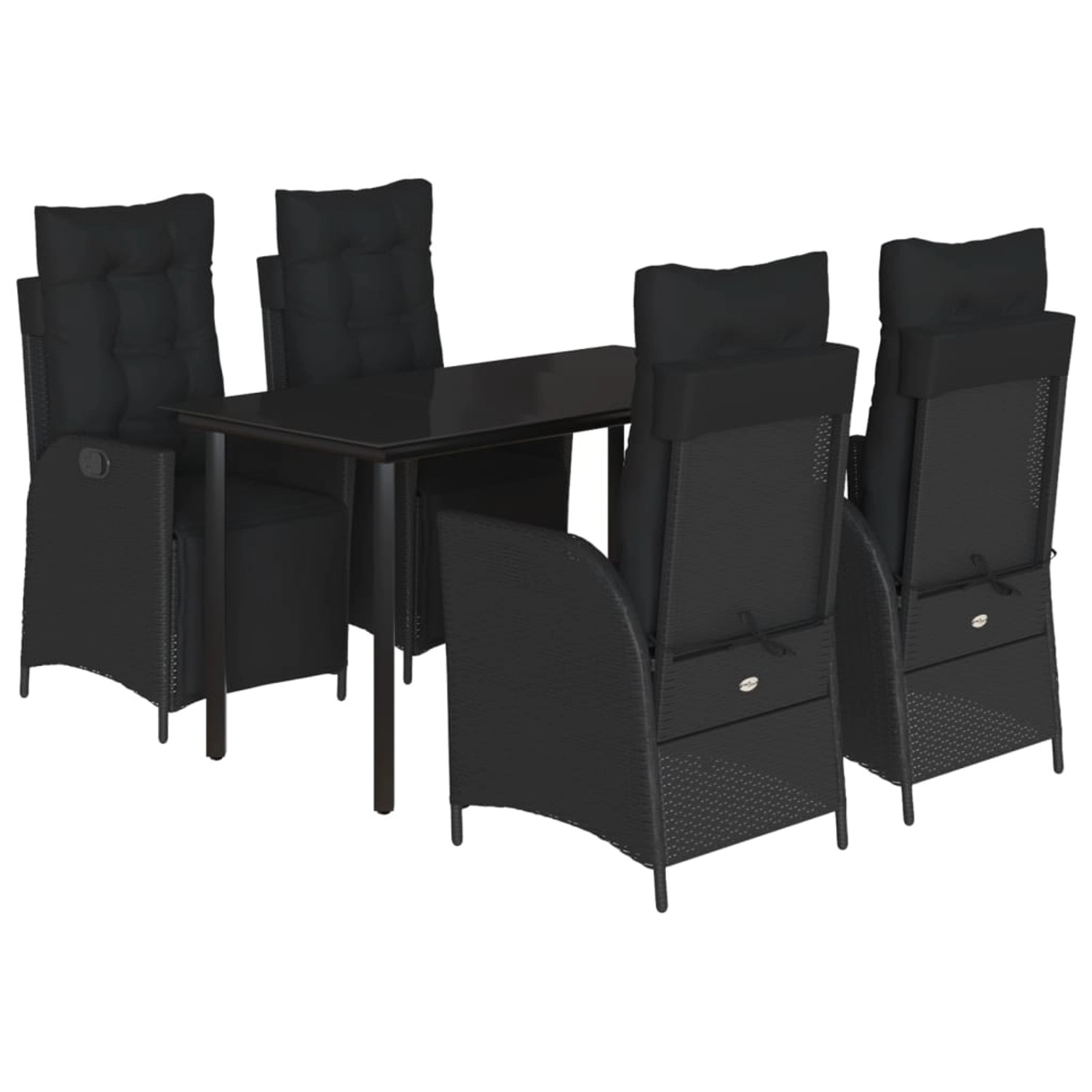 vidaXL 5-Tlg Garten-Essgruppe mit Kissen Schwarz Poly Rattan 3213401 günstig online kaufen