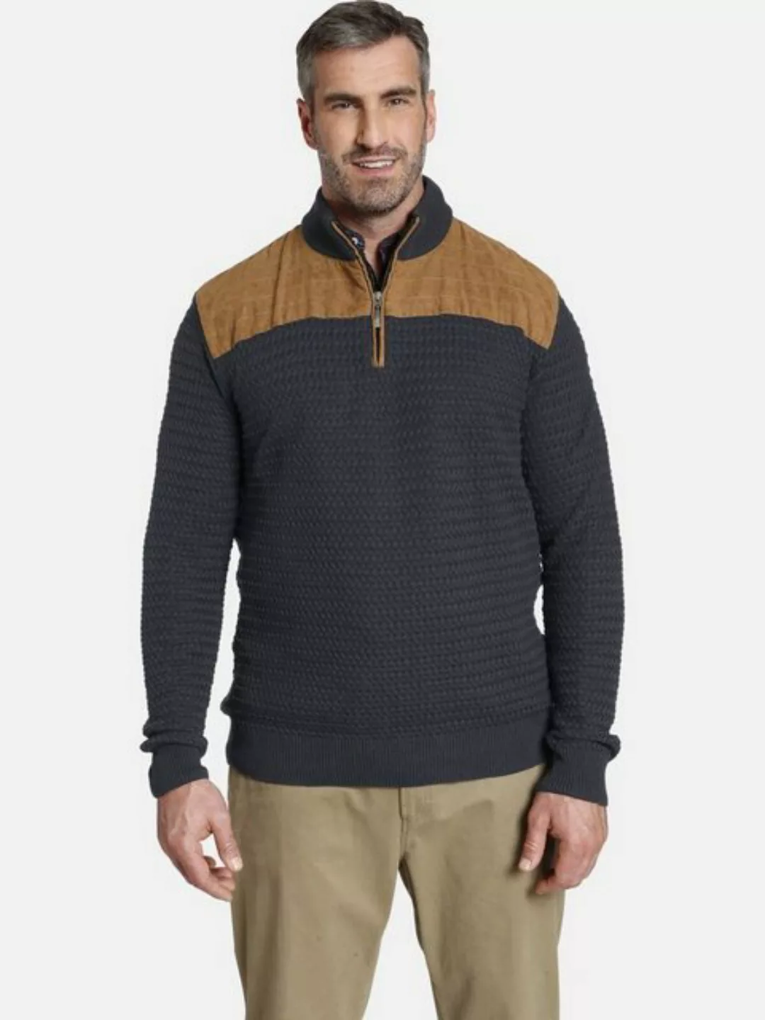 Charles Colby Strickpullover EARL FILIBERT mit Passe in Veloursoptik günstig online kaufen