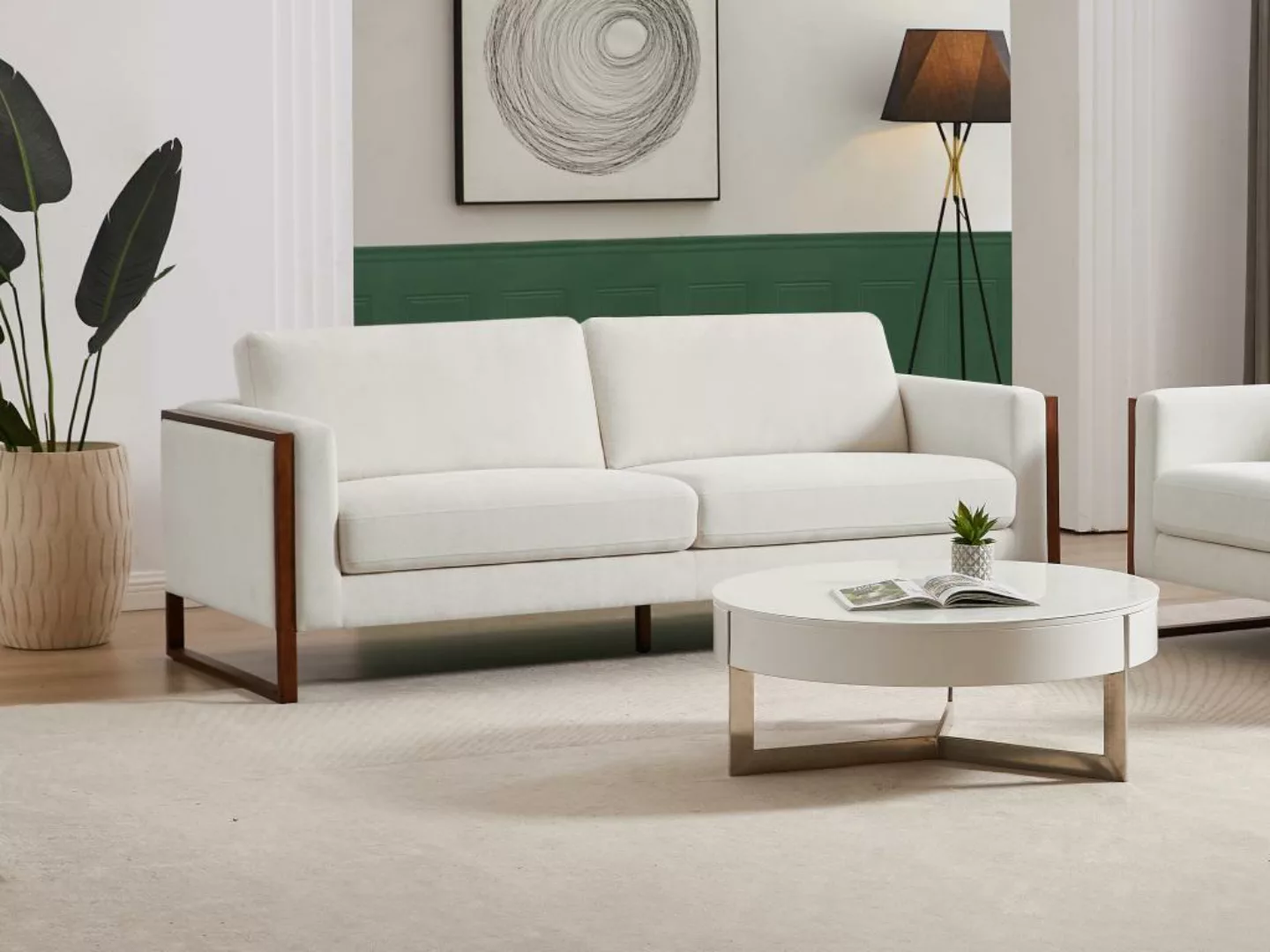 Sofa 3-Sitzer - Stoff - Cremefarben - VERGAMO günstig online kaufen