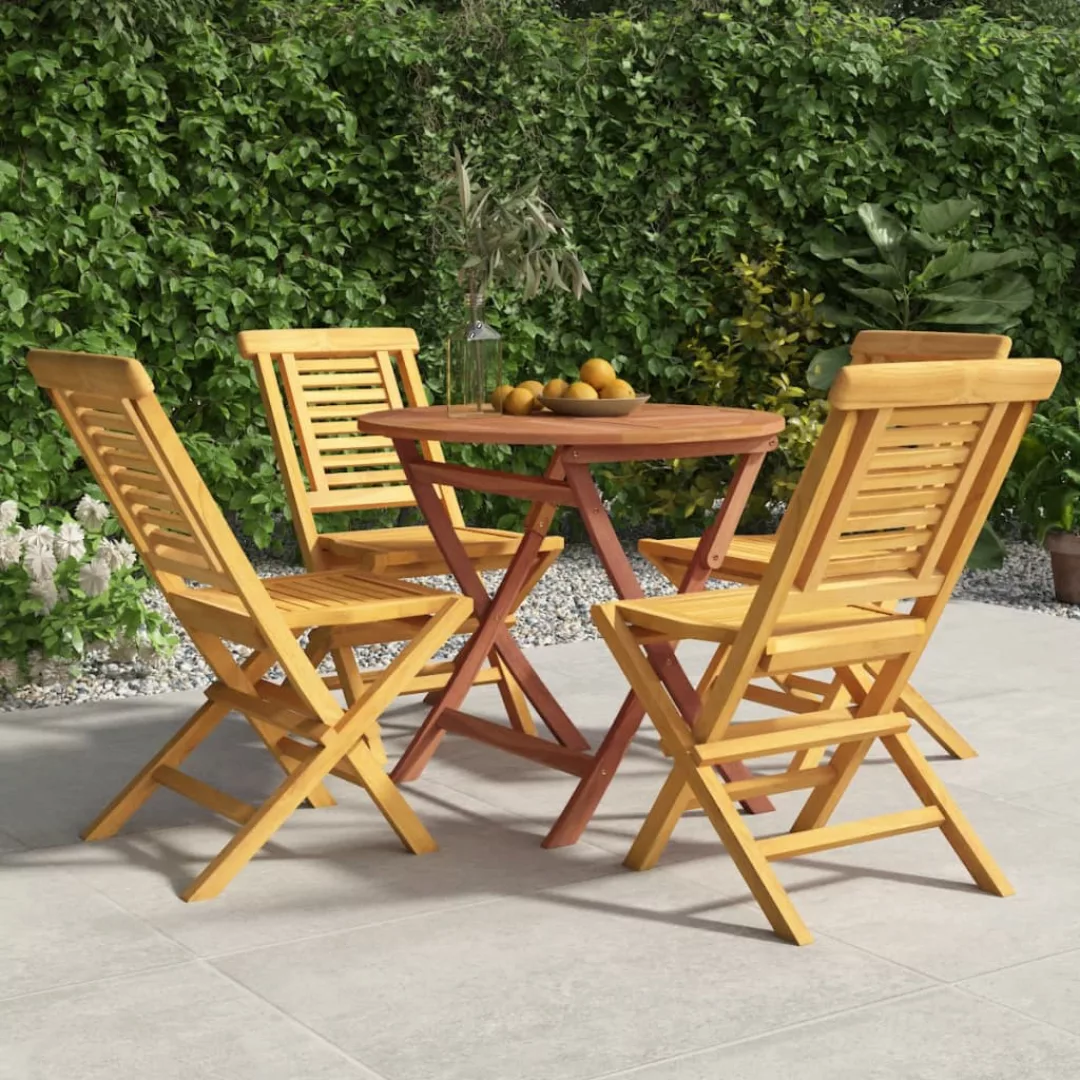 Vidaxl 5-tlg. Garten-essgruppe Massivholz Teak günstig online kaufen