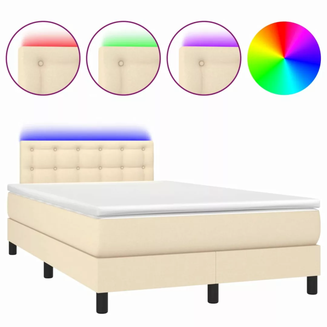 Vidaxl Boxspringbett Mit Matratze & Led Creme 120x200 Cm Stoff günstig online kaufen