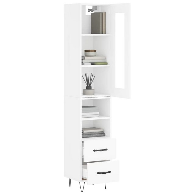 vidaXL Vitrine Highboard Hochglanz-Weiß 34,5x34x180 cm Spanplatte Glas Vitr günstig online kaufen