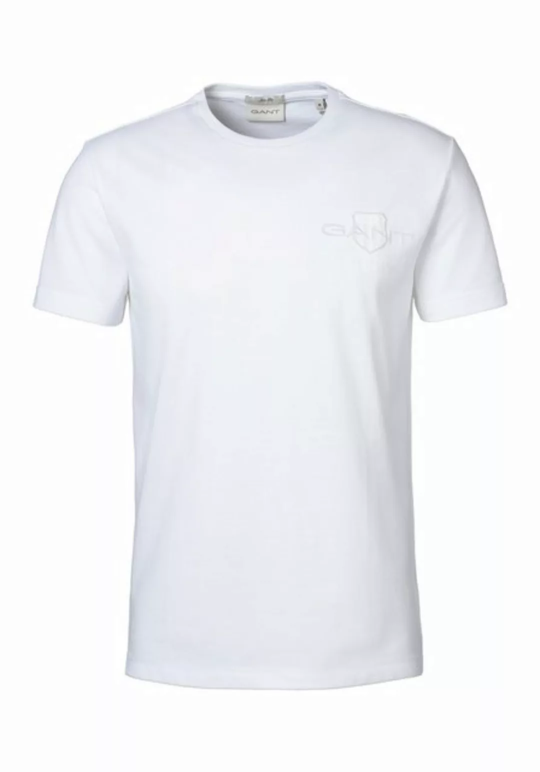 Gant T-Shirt Slim Fit Tonal Shield Pique Shirt mit Ton in Ton Logo günstig online kaufen