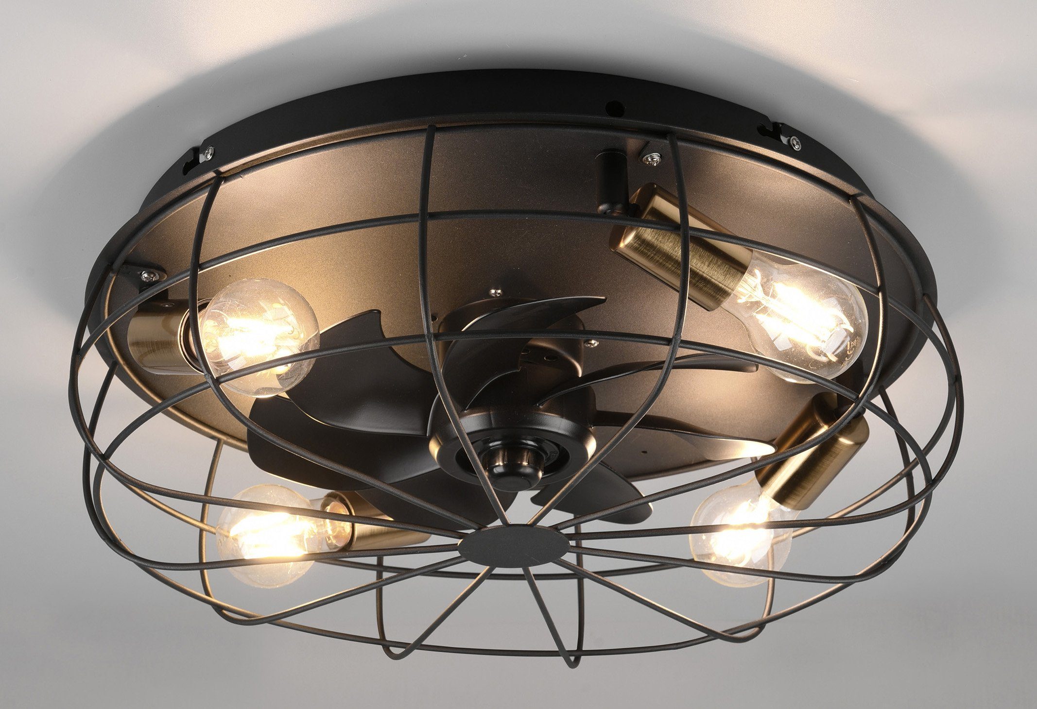 Deckenventilator Trondheim, Remote, 4xE27, schwarz günstig online kaufen