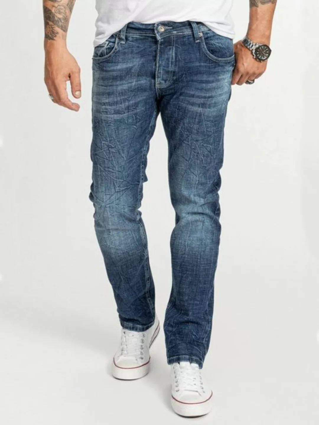 Rock Creek Regular-fit-Jeans Herren Jeans Stonewashed Blau RC-2408 günstig online kaufen