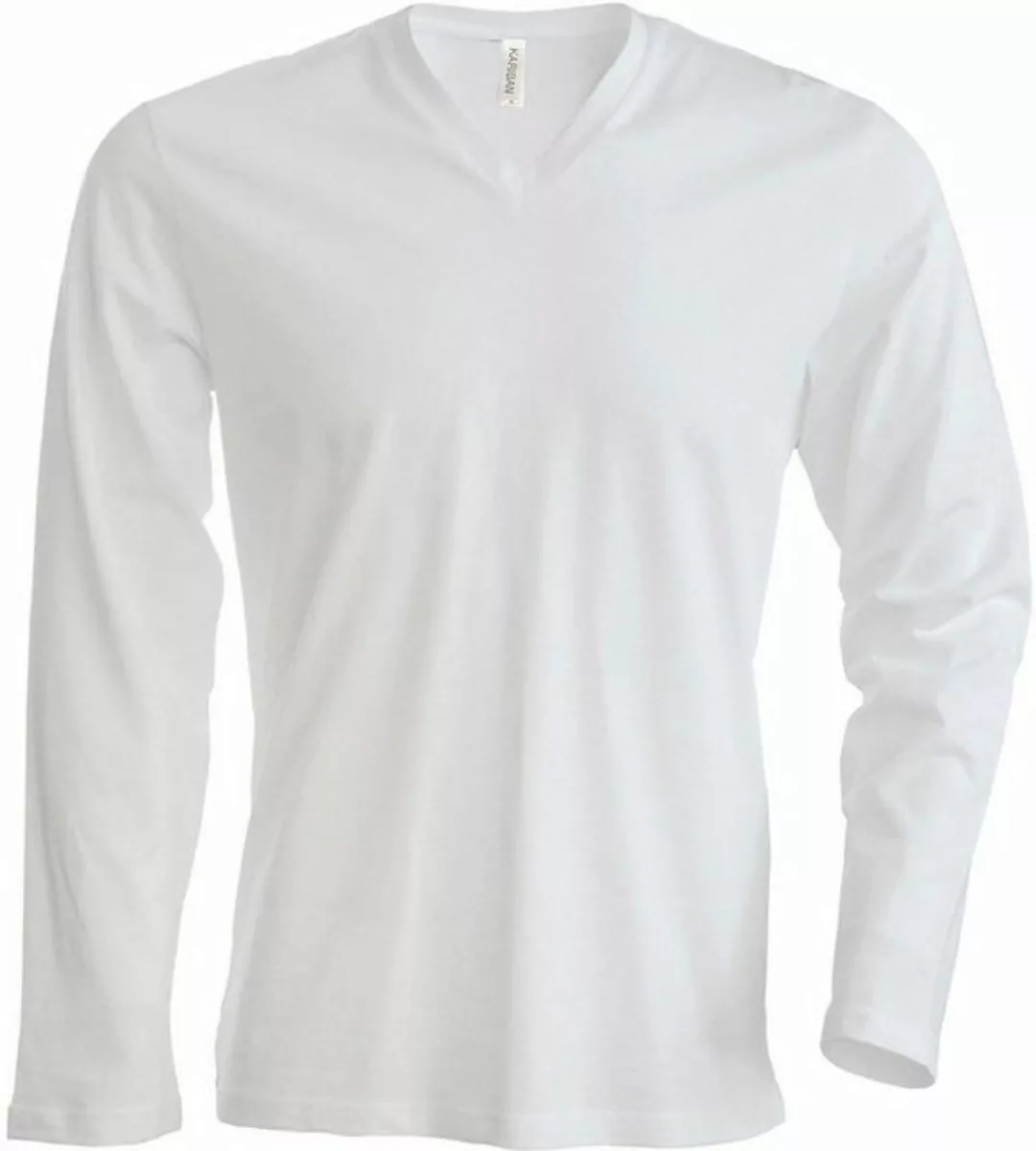 Kariban Rundhalsshirt Kariban K358 Herren V-Neck T-Shirt langarm enzymgewas günstig online kaufen