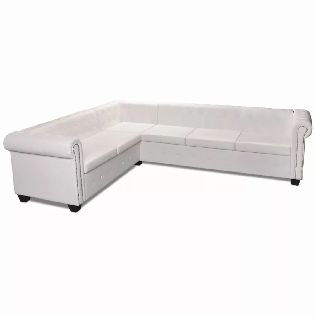 Chesterfield Ecksofa 6-sitzer Kunstleder Weiß günstig online kaufen