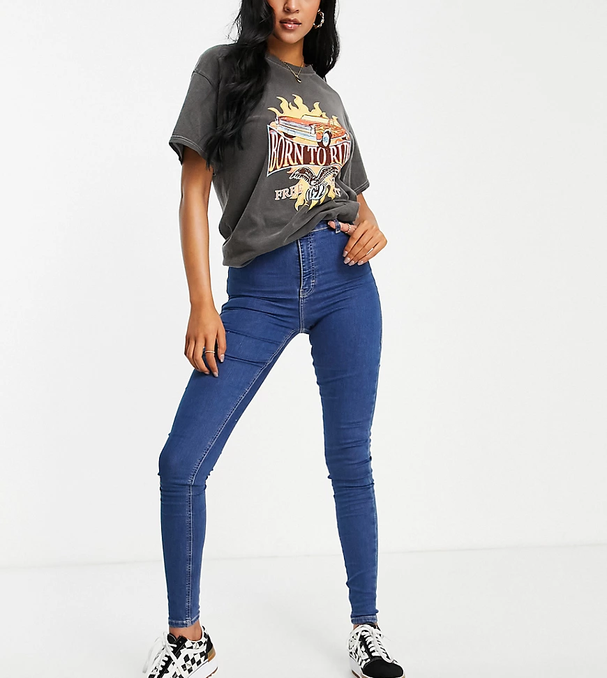 Topshop Tall – Joni – Jeans in Mittelblau günstig online kaufen