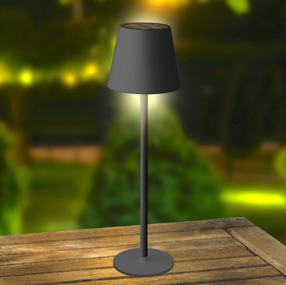 Solar Tischleuchte LED Schwarz mit Akku Dimmbar Warmweiß Kaltweiß Lichtsens günstig online kaufen