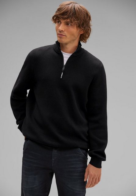 STREET ONE MEN Stehkragenpullover, aus reiner Baumwolle günstig online kaufen