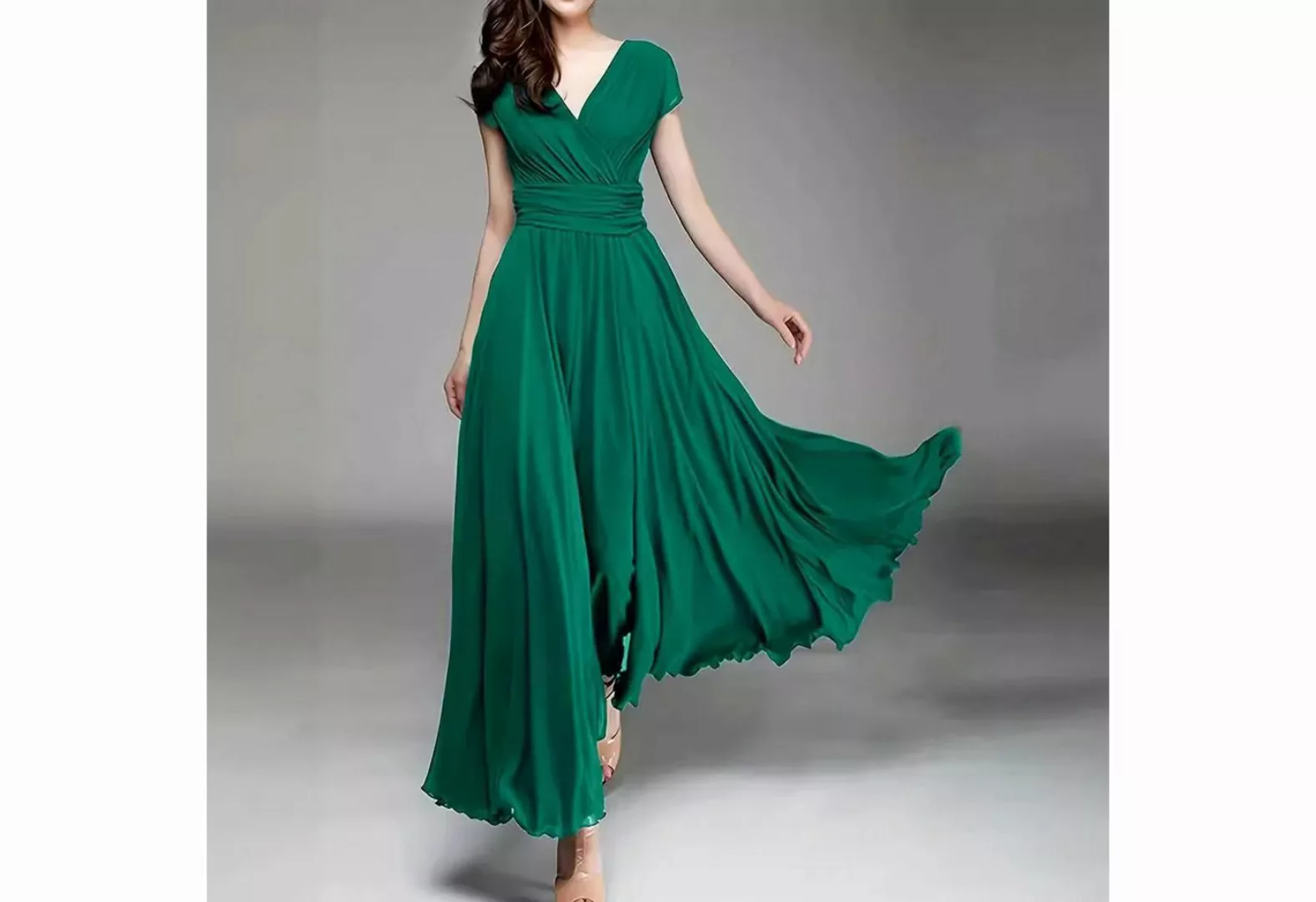 KIKI Abendkleid Maxikleid-A-Linien-Kleid -V-Ausschnitt Abendkleid günstig online kaufen