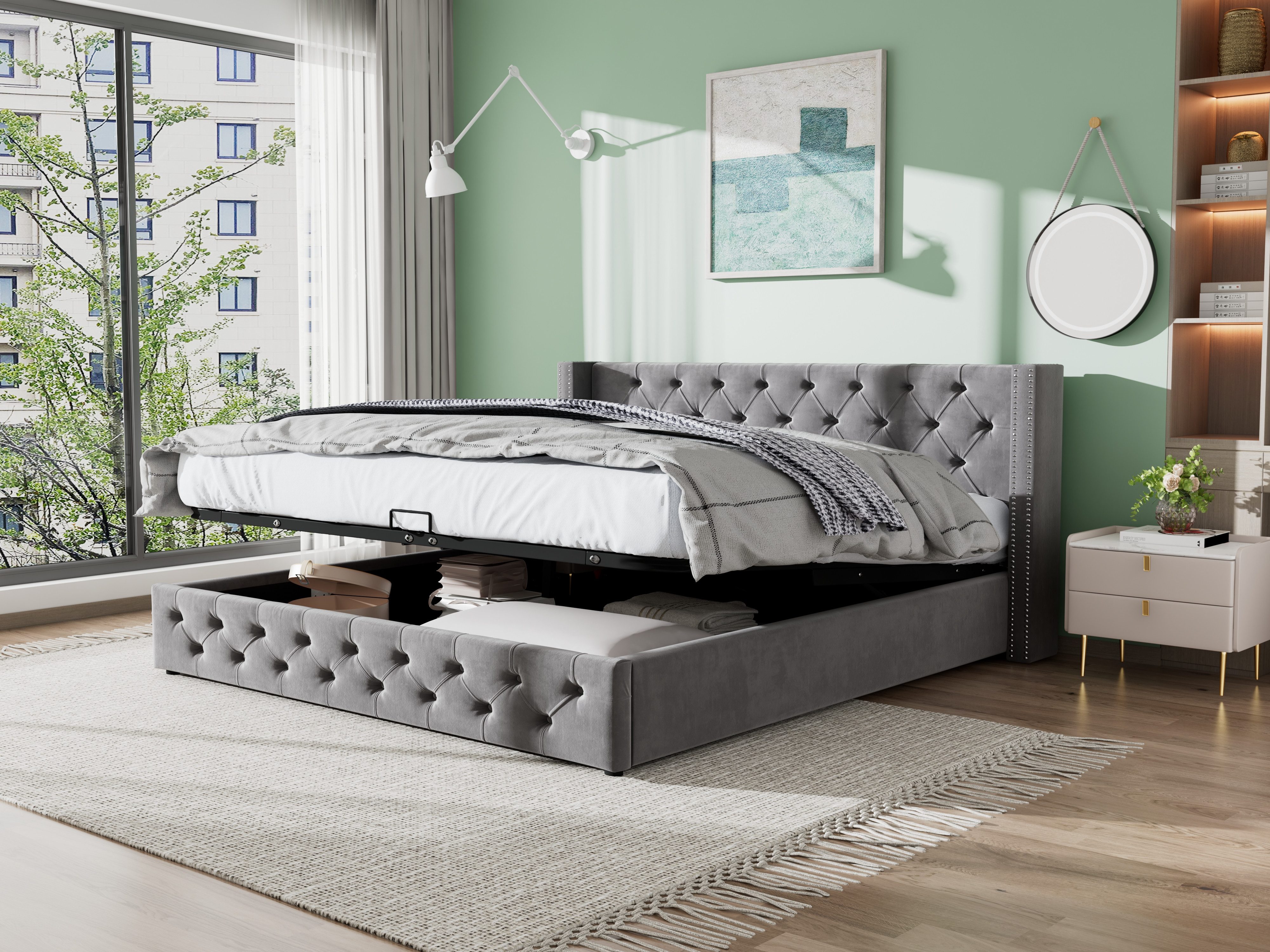 STILVORA Polsterbett Doppelbett 140×200 mit Stauraum,Hydraulisches günstig online kaufen