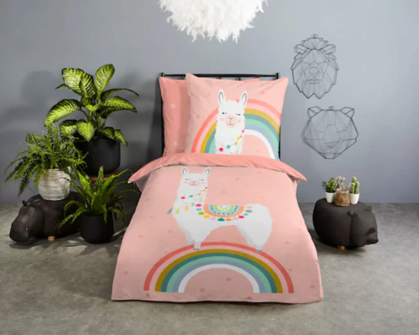 good morning Kinderbettwäsche »Llamaa«, Baumwolle, 135x200, Reißverschluss, günstig online kaufen